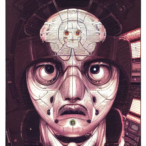 Prompt: portrait closeup of robotic kid, symmetrical, by yoichi hatakenaka, masamune shirow, josan gonzales and dan mumford, ayami kojima, takato yamamoto, barclay shaw, karol bak, yukito kishiro