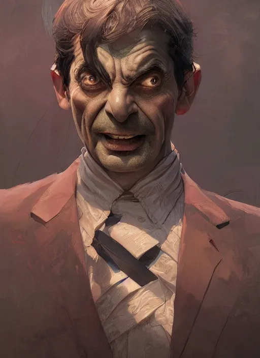 Image similar to Portrait of Mr. Bean, marvel comics, dark, intricate, highly detailed, smooth, artstation, digital illustration by Ruan Jia and Mandy Jurgens and Artgerm and Wayne Barlowe and Greg Rutkowski and Frank Frazetta