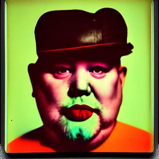 Image similar to color polaroid portrait of a fat man by andy warhol.