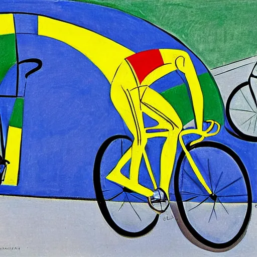 Image similar to jonas vingegaard on his bike in tour de france art by matisse.