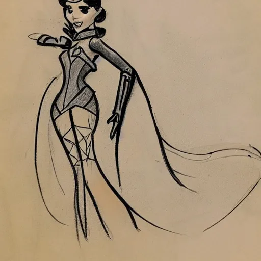 Image similar to milt kahl sketch of victoria justice with curvy body as princess padme from stars wars episode 3