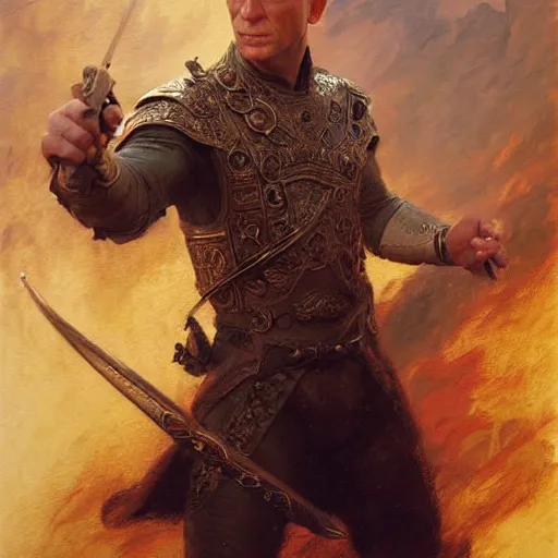 Prompt: daniel craig as a d & d style fighter, highly detailed painting by gaston bussiere, craig mullins, j. c. leyendecker, 8 k