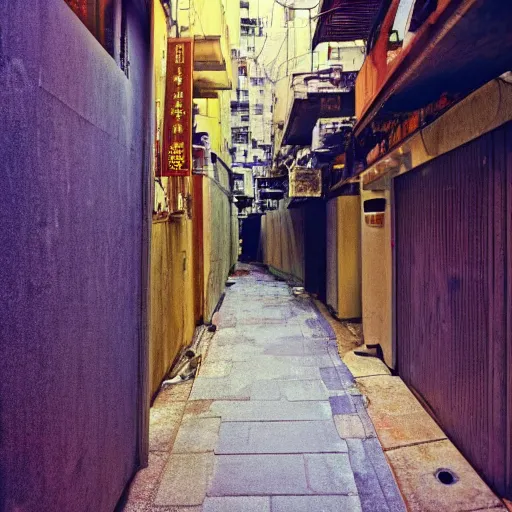 Prompt: an alley in hong kong by moebius