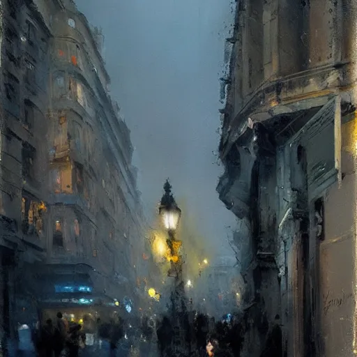 Image similar to paris streetscape, by jeremy mann.