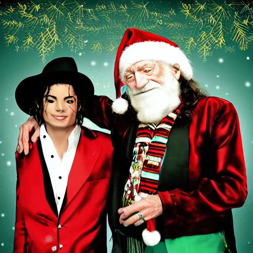 Image similar to album cover for michael jackson and willie nelson's christmas album