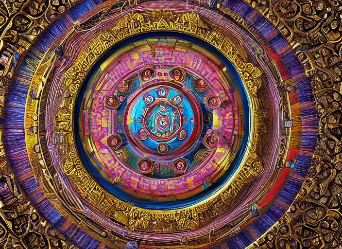 Image similar to hyperrealism, detailed textures, photorealistic 3 d render, a coloured beautiful tibetan kalachakra mandala, ultra realistic, ultra high pixel detail, cinematic, intricate, cinematic light, concept art, illustration, art station, unreal engine 8 k