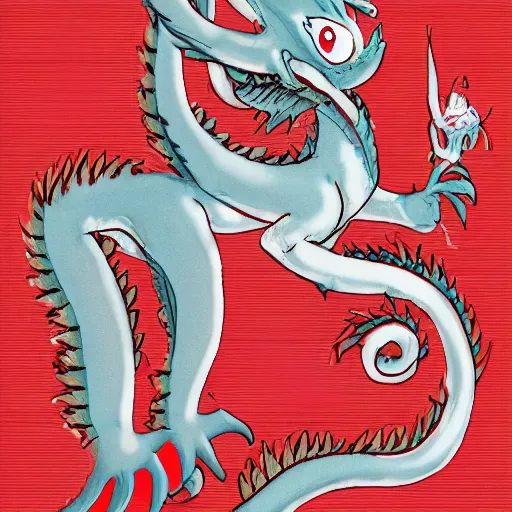 Image similar to Illustration of a plushie red dragon