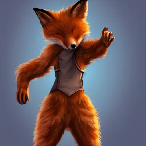 Image similar to a humanoid anthro furry fox character, digital art, highly detailed, trending on FurAffinity