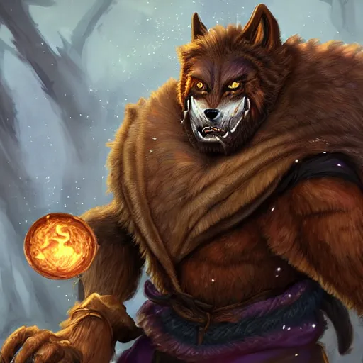 Image similar to a portrait of a man turning into a 1% partial werewolf, fantasy digital art, in the style of hearthstone artwork