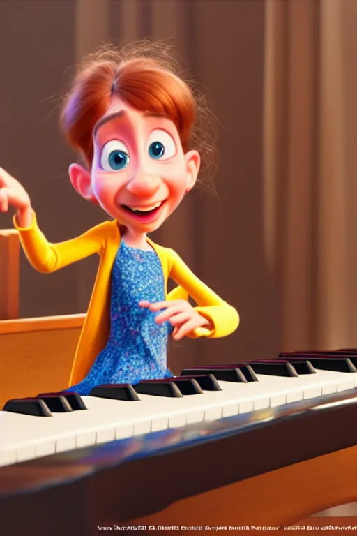 Image similar to a girl playing piano. pixar disney 4 k 3 d render funny animation movie oscar winning trending on artstation and behance. ratatouille style.