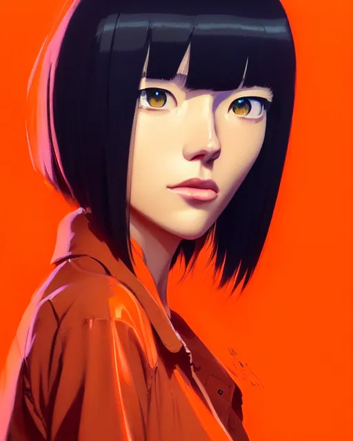 Image similar to orange cat!!!, audrey plaza, realistic shaded perfect, fine details. anime. realistic shaded lighting poster by ilya kuvshinov katsuhiro otomo ghost - in - the - shell, magali villeneuve, artgerm, jeremy lipkin and michael garmash and rob rey