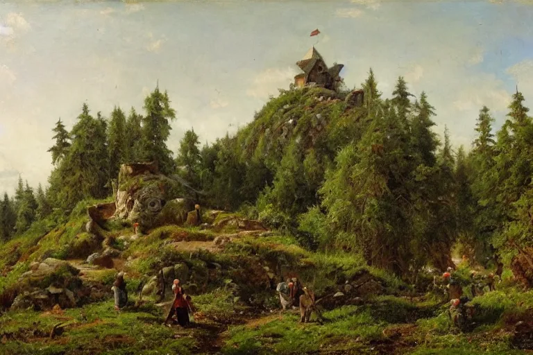 Image similar to Meeting of the Walking Castle and the Hut on Chicken Legs, Shishkin