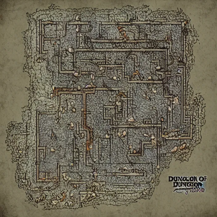 Prompt: dungeon map by dysonlogos, 1 0 foot, map of tomb of horror,