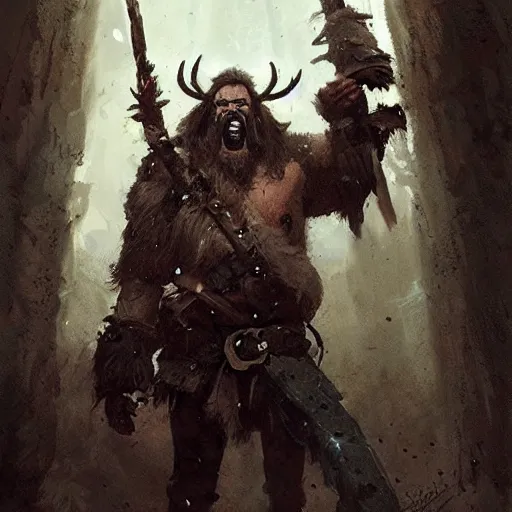 Prompt: hairy barbarian pirate with moose head by greg rutkowski