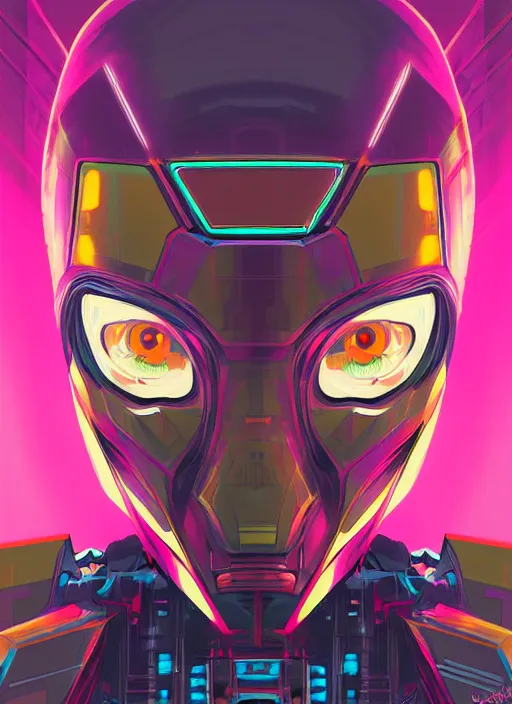 Image similar to concept art by dan mumford of a mask of girl mecha, digital painting, sharp focus, illustration