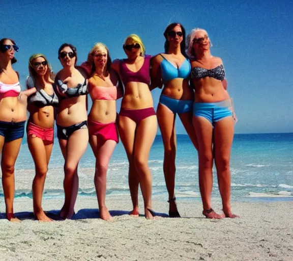 Image similar to A beach with non normative body women posing