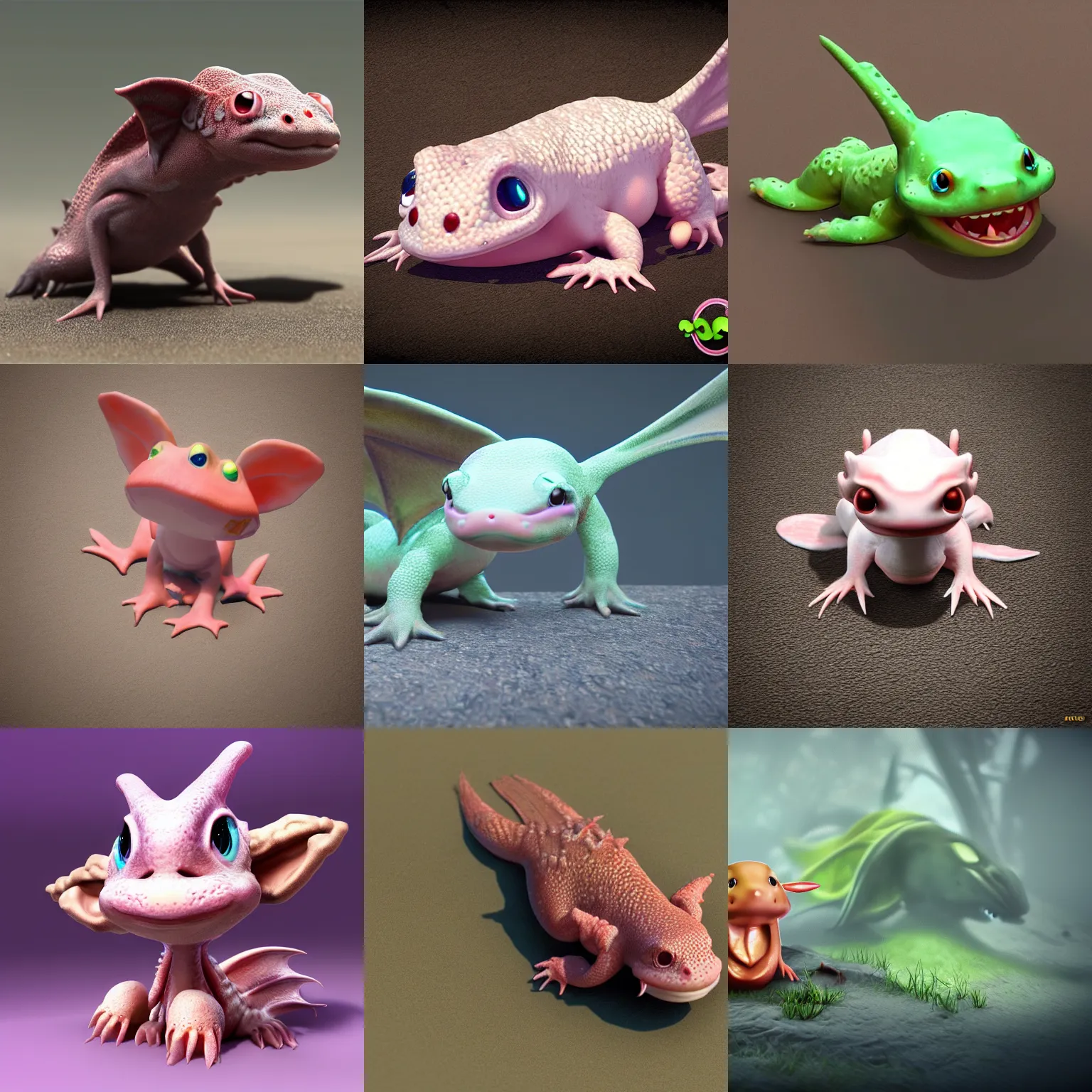 Prompt: cute baby dragon axolotl digital art, detailed, unreal engine 5