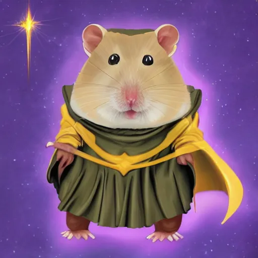 Image similar to hamster in dark lord robe