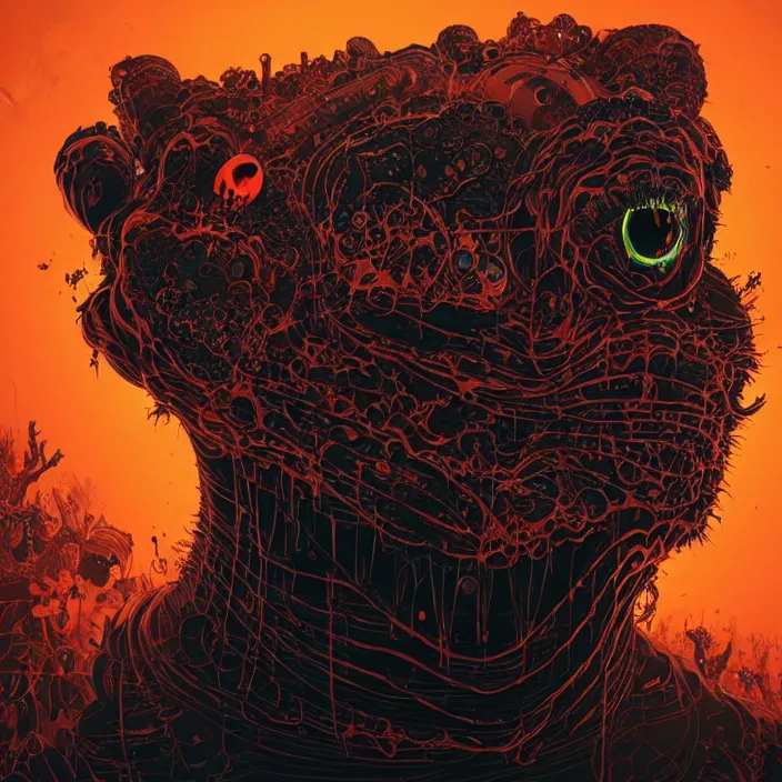 Image similar to portrait of ((((undead)))) Garfield. nightmare. intricate abstract. intricate artwork. by Tooth Wu, wlop, beeple, dan mumford. octane render, trending on artstation, greg rutkowski, very coherent symmetrical artwork. cinematic, hyper realism, high detail, octane render, 8k, iridescent accents, deep blacks