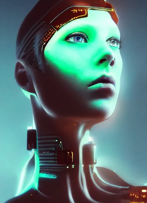 Image similar to a sensual caucasian female humanoid with freckles, cyber neon lighting, futurism, intricate futuristic jewelry accessories, cyberpunk high fashion, profile posing, hyper photorealistic, crispy quality, digital photography, trending in artstation, trending in pinterest, cinematic, 4 k ultra hd, art by pascal blanche, art by greg rutkowski,