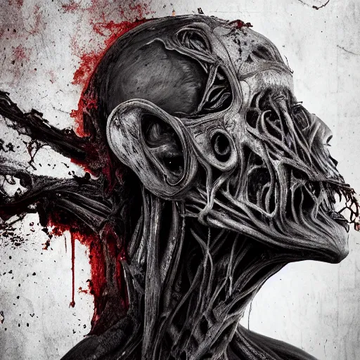 Image similar to , decaying heads, arteries, lovecraft, giger, high octane, cinematic lighting 4 k