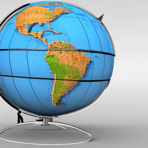 Prompt: an globe with famous 3 d landmarks on it, 3 d render, 3 d model, smooth, ray tracing