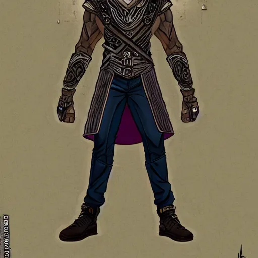 Image similar to full body shot of Odin in modern world, casual clothes, insanely detailed and complex, highly-detailed