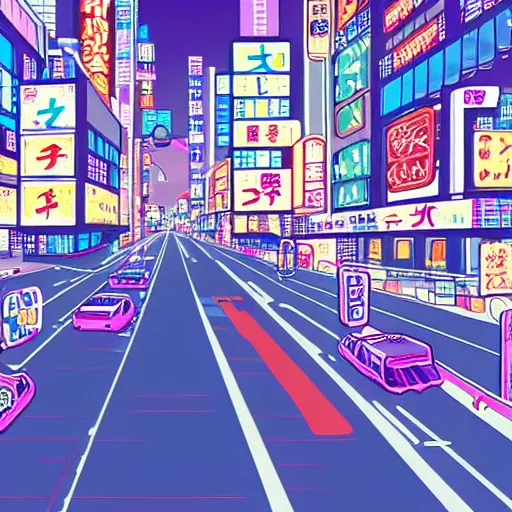 Image similar to neon citypop japanese city in 1 9 8 0's anime style
