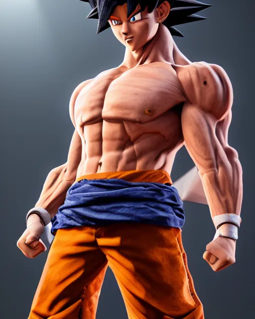 Image similar to 3 d high octane render, 8 k hyperrealism, unreal engine, photorealistic goku, portrait, dynamic lighting, photorealistic, unreal engine, octane, ultra detailed, detailed faces, hd quality, life like, high render, hd resolution