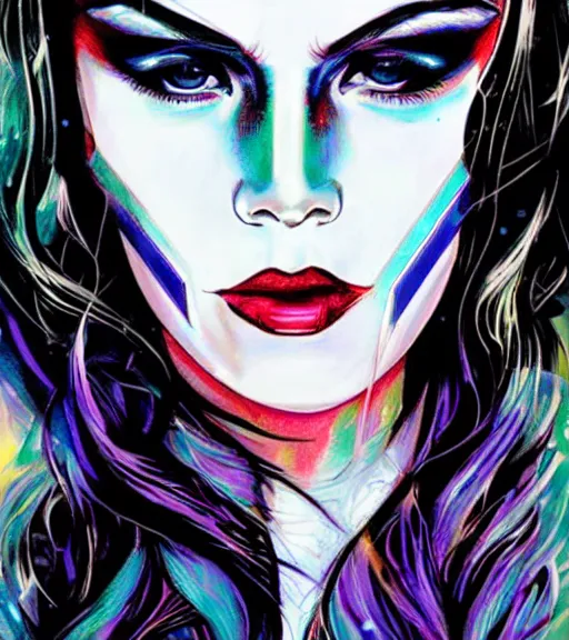 Image similar to portrait of a female iridescent ghost, by DC comics and Sandra Chevrier