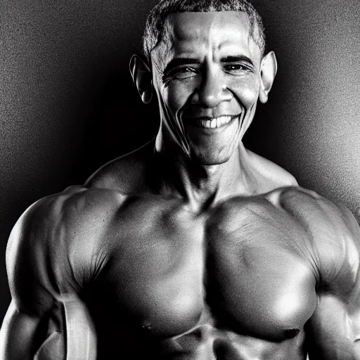 Prompt: very muscular obama, 8k, black and white photo, professional photography