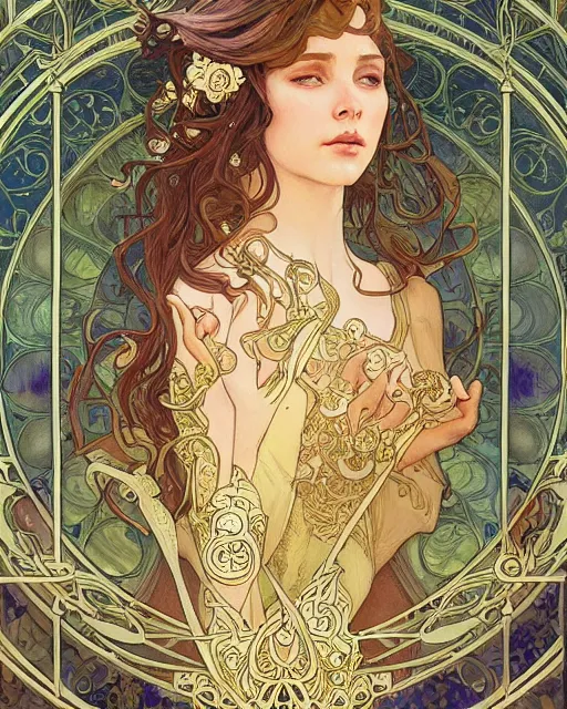 Image similar to a death, highly detailed, very intricate, art nouveau, gold filigree, romantic storybook fantasy, soft cinematic lighting, award - winning, disney concept art watercolor illustration by mandy jurgens and alphonse mucha and alena aenami, pastel color palette, featured on artstation