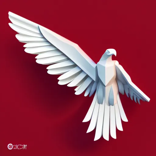 Image similar to 2 dimensional, vector, white eagle icon, red background, 2D, cgsociety, artstation, octane render