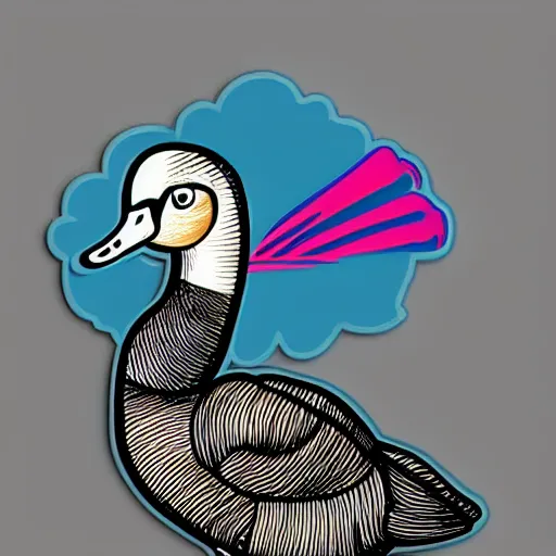 Prompt: cute goose sticker concept design