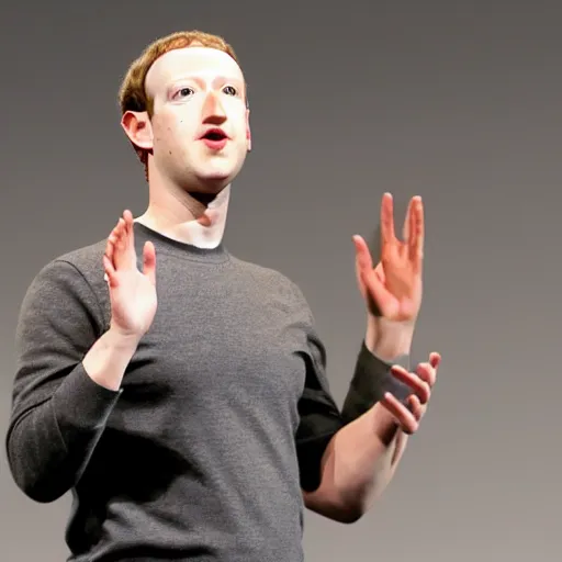 Image similar to Mark Zuckerberg alienish puppeteering human mark zuckerberg. photograph.