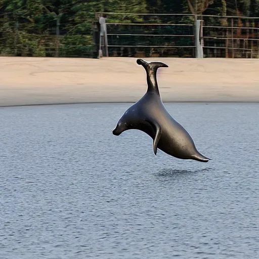 Image similar to a seal riding a skateboard