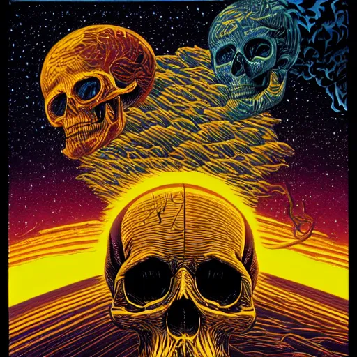 Image similar to ngc 3132 melting mysterious skull landscape by Casey Weldon, dan mumford 8k ultra high definition, upscaled, perfect composition , golden ratio, edge of the world, image credit nasa nat geo