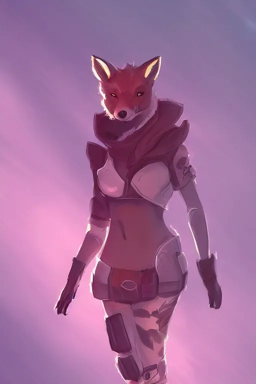 Image similar to a fox fursona, trending on artstation, by kawacy, furry art, digital art, cyberpunk, high quality, backlighting