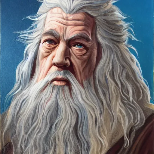 Image similar to gandalf as deity, painting