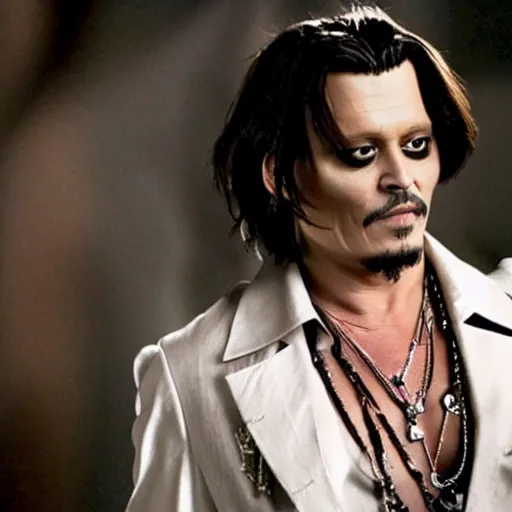 Prompt: johnny depp as a vampire, true blood