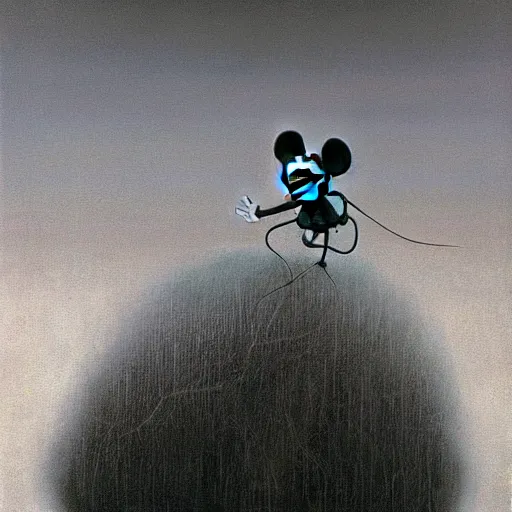 Prompt: mickey mouse painted by zdzisław beksinski