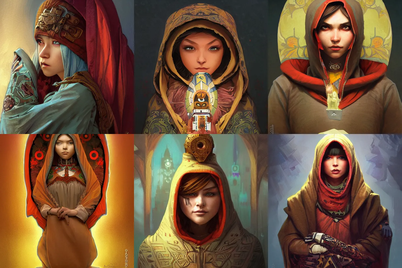 Prompt: matryoshka D&D character, highly detailed, digital fantasy character, painted portrait, artstation, concept art, hard focus, illustrations, works by Artgerm and Greg Rutkowski, Alphonse Mucha and Craig Mullins, James Jean, Andrey Ryabovichev, Mark Simonetti and Peter Morbacher, 16k,