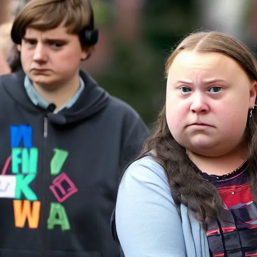 Image similar to fat greta thunberg is angry