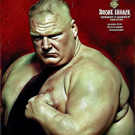 Image similar to brock lesnar as baron harkonnen is dismayed to find no option for oil on the menu, painted by norman rockwell and tom lovell and frank schoonover