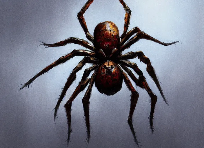 Image similar to concept art of spider, horror, oil painting by jama jurabaev, extremely detailed, brush hard, artstation, for aaa game, high quality, brush stroke