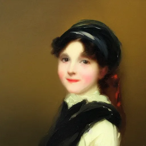 Image similar to a detailed oil painting of a beautiful Regency-era girl by Henry Raeburn