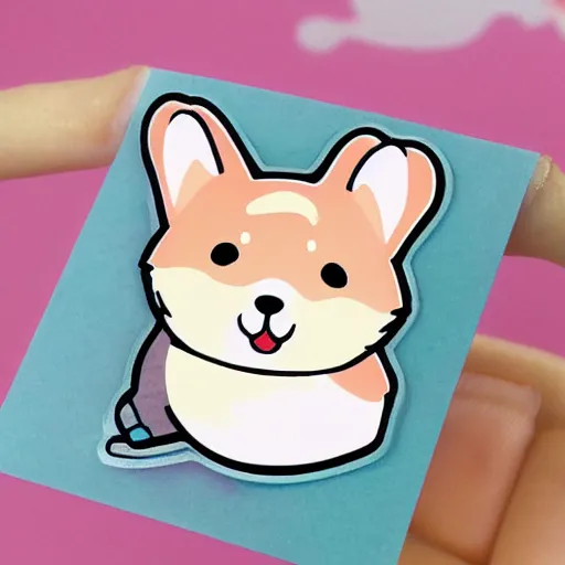 Prompt: Kawaii corgi sticker illustration, soft pastel colors