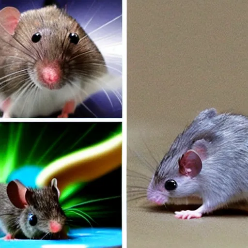 Image similar to genetically engineered super intelligent mice building a nuclear bomb