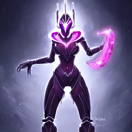 Image similar to highly detailed exquisite fanart, of a beautiful female warframe, but as an anthropomorphic robot female dragon, glowing eyes, off-white plated armor, bright Fuchsia skin, sharp claws, royal elegant pose, full body and head shot, epic cinematic shot, realistic, professional digital art, high end digital art, sci fi, DeviantArt, artstation, Furaffinity, 8k HD render, epic lighting, depth of field