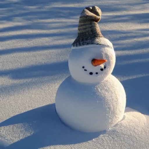 Image similar to snowman made out of sand, low-angle, photorealistic, !!award-winning!!